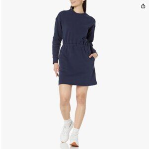 Amazon Essentials Women's Waisted Sweatshirt Dress - Navy - XXL